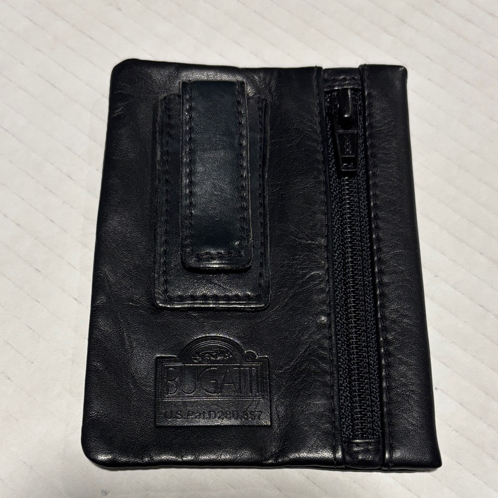 Bugatti vintage leather zip money clip on pouch
